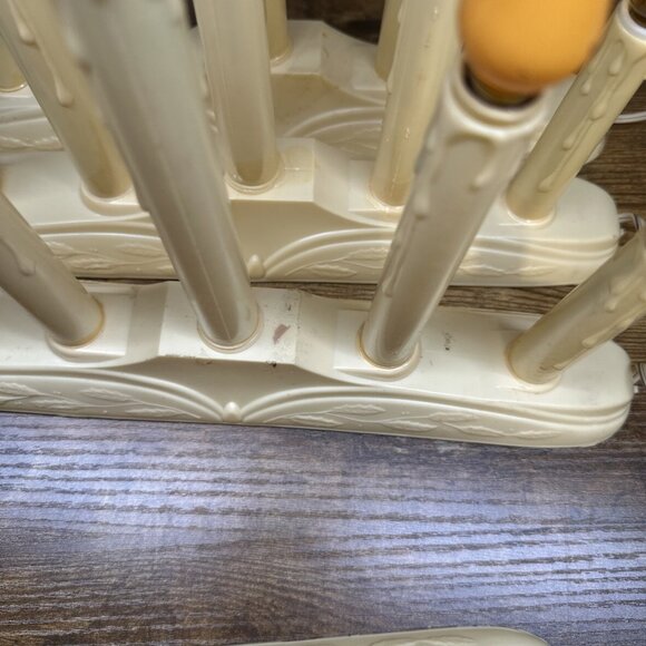 Vintage Christmas Holiday Candelabra 5 Light Window Ivory Drip Candle  WORKS - Picture 10 of 11